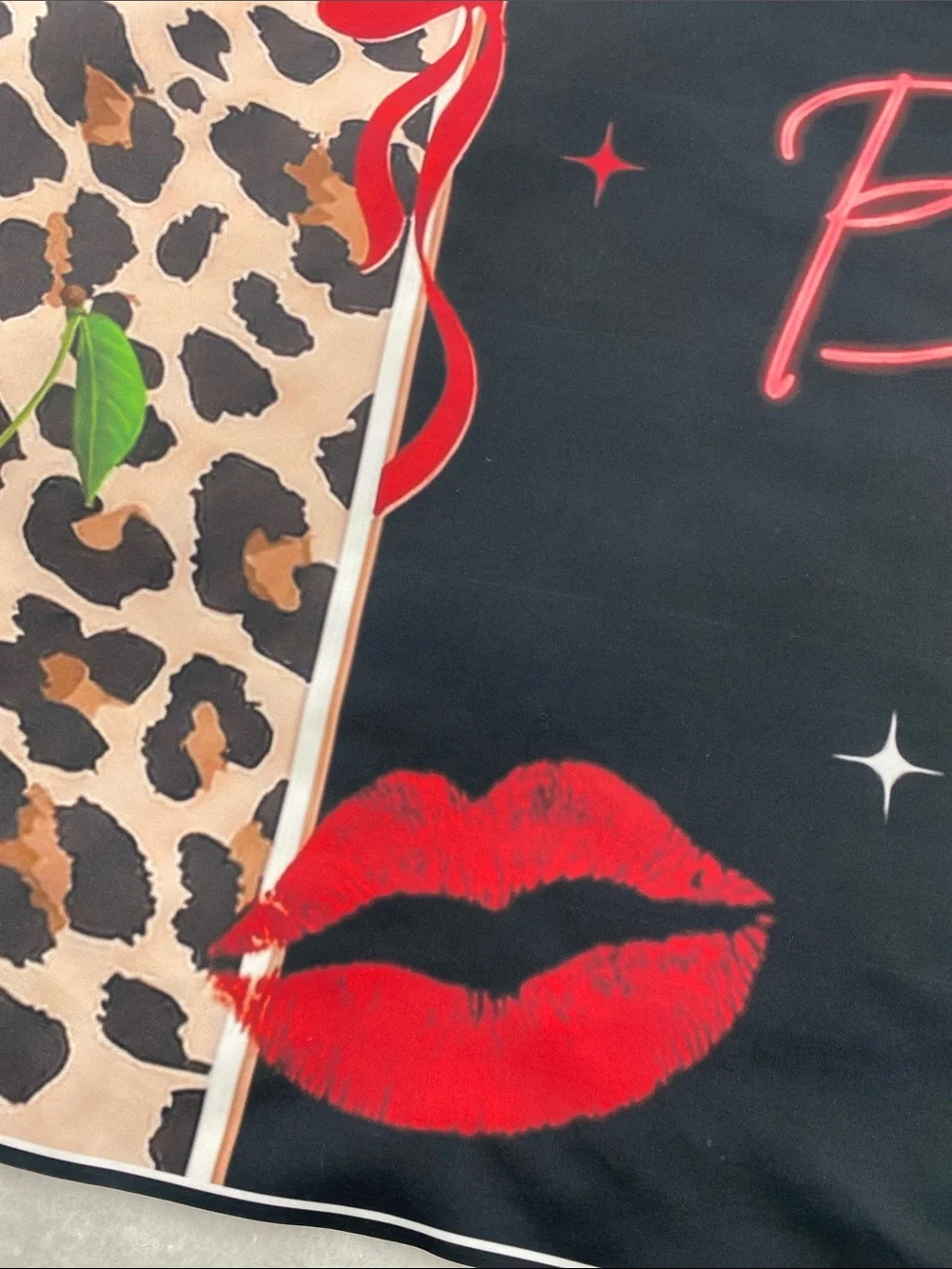 Happy Birthday Graphic banner - Black & Red Cherry Design cocktail lips bows